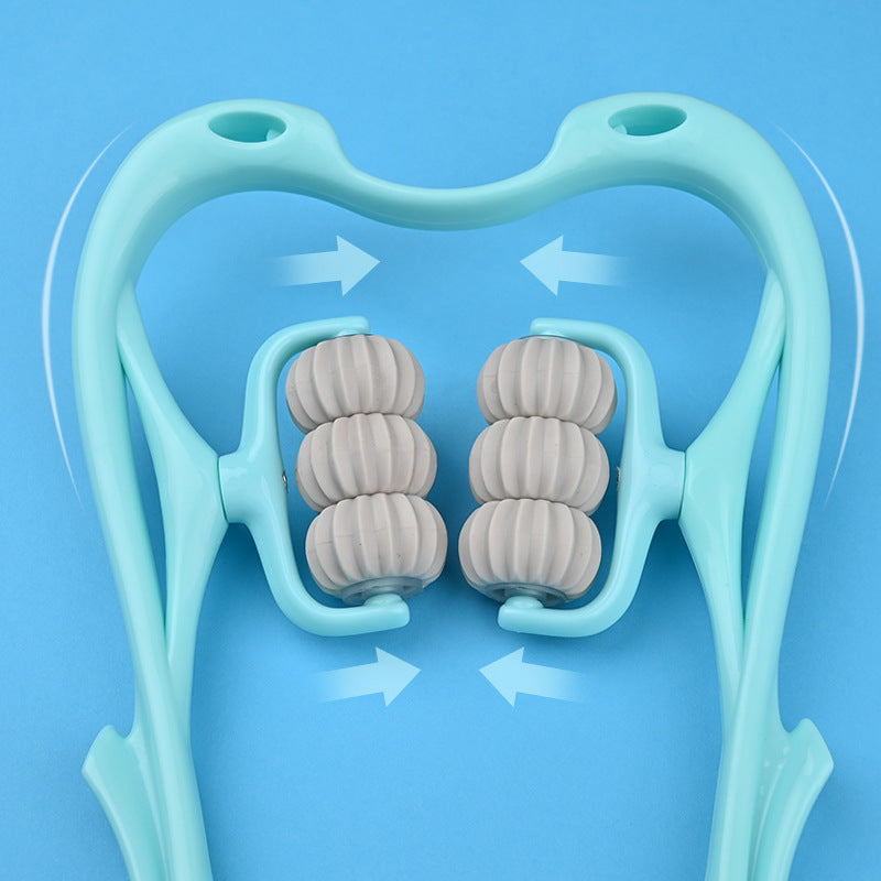 Multifunctional 6-Roller Neck Massager – Manual Massage Tool for Pain Relief, Shoulder & Back Relaxation